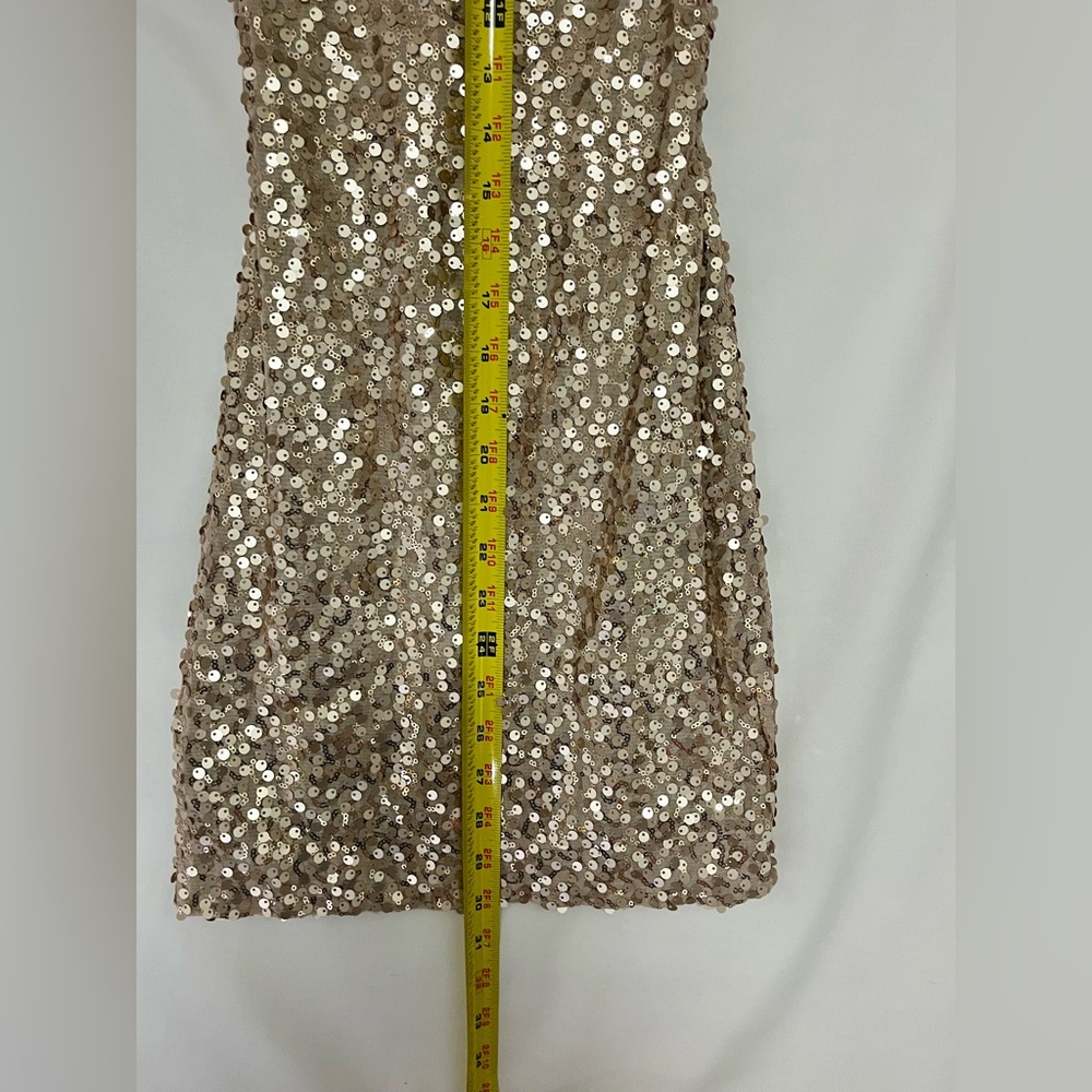 Dress the Population Shimmering Gold Sequin Mini Dress Women’s size XS - Picture 4 of 9